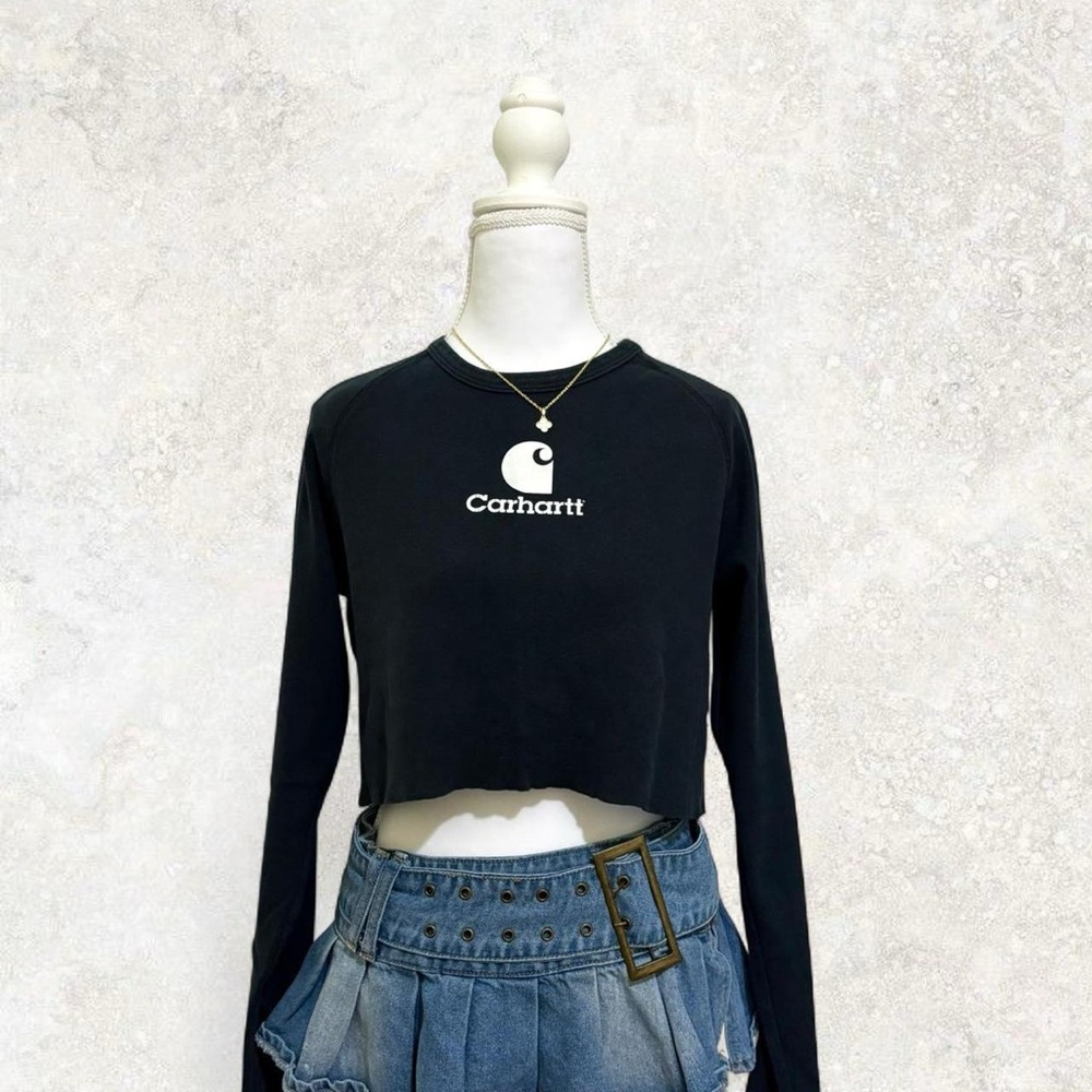 Carhartt Women's Black/dark navy Long Sleeve Crop Top